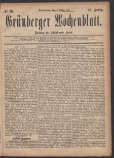 Grünberger Wochenblatt: Zeitung für Stadt und Land, No. 28. (5. März 1881)