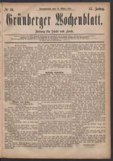Grünberger Wochenblatt: Zeitung für Stadt und Land, No. 31. (12. März 1881)