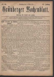 Grünberger Wochenblatt: Zeitung für Stadt und Land, No. 32. (15. März 1881)