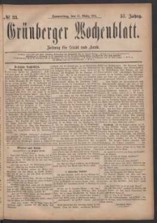 Grünberger Wochenblatt: Zeitung für Stadt und Land, No. 33. (17. März 1881)