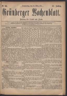 Grünberger Wochenblatt: Zeitung für Stadt und Land, No. 36. (24. März 1881)