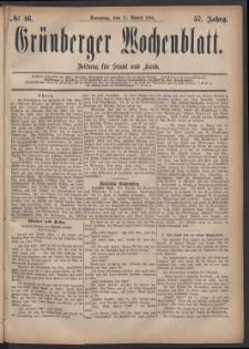 Grünberger Wochenblatt: Zeitung für Stadt und Land, No. 46. (17. April 1881)