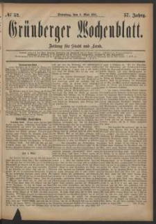 Grünberger Wochenblatt: Zeitung für Stadt und Land, No. 52. (3. Mai 1881)