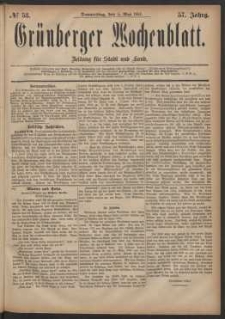 Grünberger Wochenblatt: Zeitung für Stadt und Land, No. 53. (5. Mai 1881)