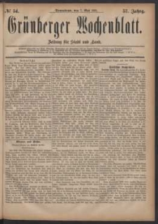 Grünberger Wochenblatt: Zeitung für Stadt und Land, No. 54. (7. Mai 1881)