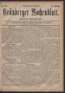 Grünberger Wochenblatt: Zeitung für Stadt und Land, No. 55. (10. Mai 1881)