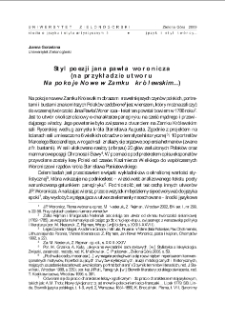 Styl poezji Jana Pawła Woronicza (na przykładzie utworu "Na pokoje nowe w Zamku Królewskim...")