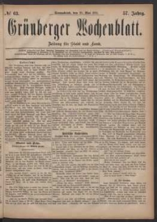 Grünberger Wochenblatt: Zeitung für Stadt und Land, No. 63. (28. Mai 1881)