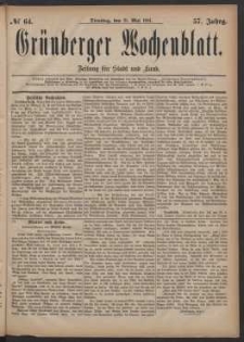 Grünberger Wochenblatt: Zeitung für Stadt und Land, No. 64. (31. Mai 1881)