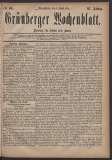 Grünberger Wochenblatt: Zeitung für Stadt und Land, No. 66. (4. Juni 1881)