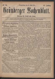 Grünberger Wochenblatt: Zeitung für Stadt und Land, No. 76. (30. Juni 1881)