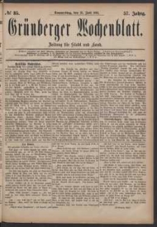 Grünberger Wochenblatt: Zeitung für Stadt und Land, No. 85. (21. Juli 1881)