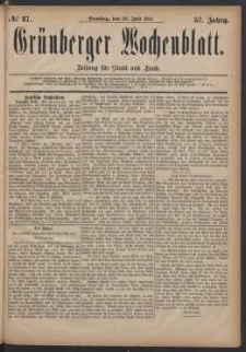Grünberger Wochenblatt: Zeitung für Stadt und Land, No. 87. (26. Juli 1881)