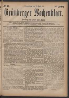 Grünberger Wochenblatt: Zeitung für Stadt und Land, No. 88. (28. Juli 1881)