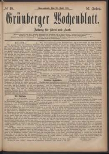 Grünberger Wochenblatt: Zeitung für Stadt und Land, No. 89. (30. Juli 1881)