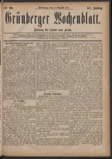 Grünberger Wochenblatt: Zeitung für Stadt und Land, No. 90. (2. August 1881)