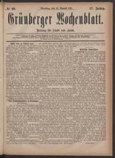 Grünberger Wochenblatt: Zeitung für Stadt und Land, No. 99. (23. August 1881)