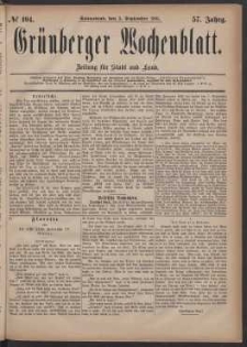 Grünberger Wochenblatt: Zeitung für Stadt und Land, No. 104. (3. September 1881)