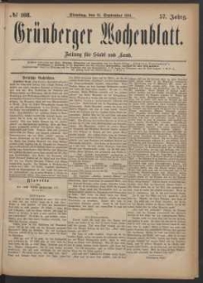 Grünberger Wochenblatt: Zeitung für Stadt und Land, No. 108. (13. September 1881)
