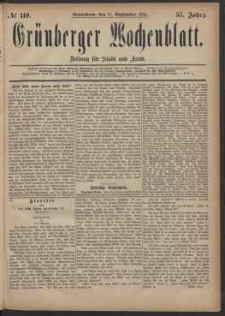 Grünberger Wochenblatt: Zeitung für Stadt und Land, No. 110. (17. September 1881)