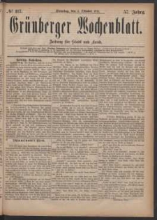 Grünberger Wochenblatt: Zeitung für Stadt und Land, No. 117. (4. Oktober 1881)