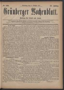 Grünberger Wochenblatt: Zeitung für Stadt und Land, No. 120. (11. Oktober 1881)