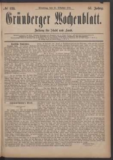 Grünberger Wochenblatt: Zeitung für Stadt und Land, No. 123. (18. Oktober 1881)