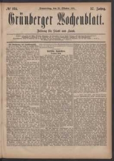Grünberger Wochenblatt: Zeitung für Stadt und Land, No. 124. (20. Oktober 1881)
