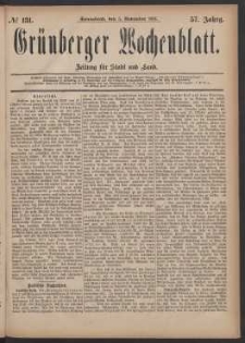 Grünberger Wochenblatt: Zeitung für Stadt und Land, No. 131. (5. November 1881)