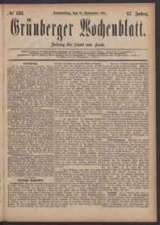 Grünberger Wochenblatt: Zeitung für Stadt und Land, No. 133. (10. November 1881)