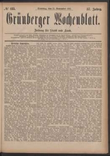 Grünberger Wochenblatt: Zeitung für Stadt und Land, No. 135. (15. November 1881)