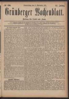 Grünberger Wochenblatt: Zeitung für Stadt und Land, No. 136. (17. November 1881)