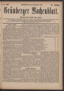 Grünberger Wochenblatt: Zeitung für Stadt und Land, No. 137. (19. November 1881)