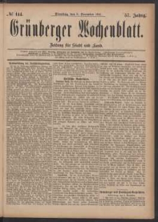 Grünberger Wochenblatt: Zeitung für Stadt und Land, No. 144. (6. December 1881)