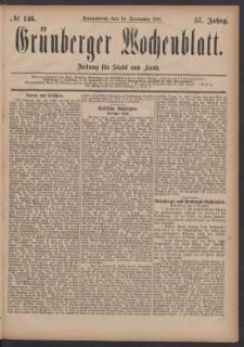 Grünberger Wochenblatt: Zeitung für Stadt und Land, No. 146. (10. December 1881)