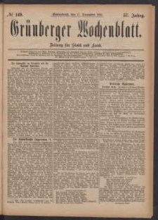 Gr&uuml;nberger Wochenblatt: Zeitung f&uuml;r Stadt und Land, No. 149. (17. December 1881)