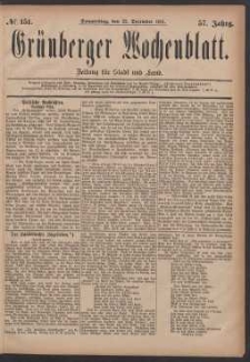 Grünberger Wochenblatt: Zeitung für Stadt und Land, No. 151. (22. December 1881)