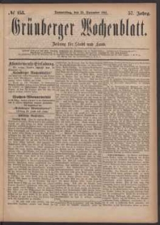 Grünberger Wochenblatt: Zeitung für Stadt und Land, No. 153. (29. December 1881)