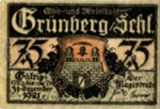 Obst-und Weinstadt Gr&uuml;nberg/Schl. 75 Pfg / Miasto owoc&oacute;w i wina Zielona G&oacute;ra/Śląsk 75 fenig&oacute;w