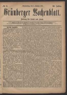 Grünberger Wochenblatt: Zeitung für Stadt und Land, No. 2. (5. Januar 1882)