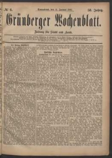 Grünberger Wochenblatt: Zeitung für Stadt und Land, No. 6. (14. Januar 1882)