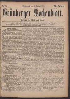 Grünberger Wochenblatt: Zeitung für Stadt und Land, No. 9. (21. Januar 1882)
