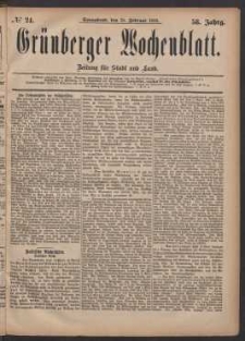 Grünberger Wochenblatt: Zeitung für Stadt und Land, No. 24. (25. Februar 1882)