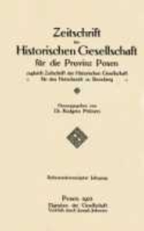 Zeitschrift der Historischen Gesellschaft f&uuml;r die Provinz Posen, zugleich Zeitschrift der Historischen Gesellschaft f&uuml;r den Netzedistrikt zu Bromberg, Jg. 27 (1912)