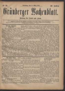 Grünberger Wochenblatt: Zeitung für Stadt und Land, No. 31. (14. März 1882)