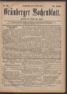 Grünberger Wochenblatt: Zeitung für Stadt und Land, No. 32. (16. März 1882)