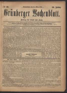 Grünberger Wochenblatt: Zeitung für Stadt und Land, No. 36. (25. März 1882)