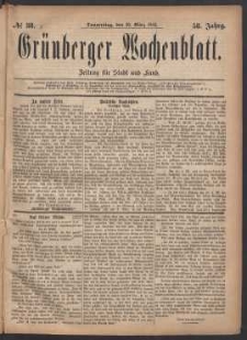 Grünberger Wochenblatt: Zeitung für Stadt und Land, No. 38. (30. März 1882)