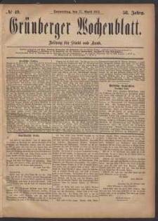 Grünberger Wochenblatt: Zeitung für Stadt und Land, No. 49. (27. April 1882)