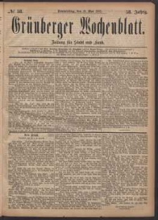 Grünberger Wochenblatt: Zeitung für Stadt und Land, No. 58. (18. Mai 1882)